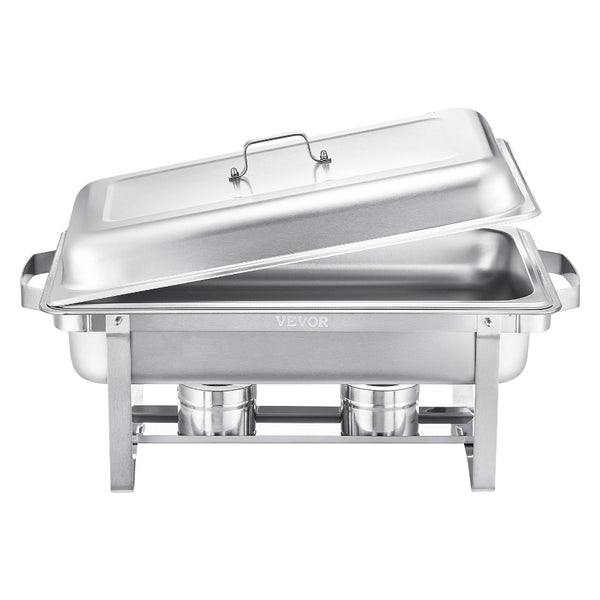 8 Qt 4 Pack Rectangle Chafing Dish Buffet Set Fullsize Pan Stainless Steel Party Tableware & Serveware