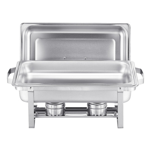 8 Qt 4 Pack Rectangle Chafing Dish Buffet Set Fullsize Pan Stainless Steel Party Tableware & Serveware