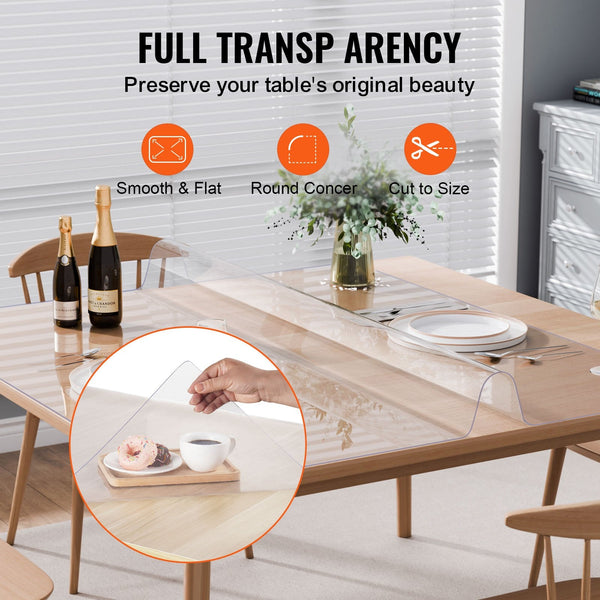Vevor Plastic Table Cover 54 X Inch 2.0 Mm Thick Clear Protector Square Pvc Desk Mat Waterproof & Easy Cleaning Pad Tablecloth For Office Dresser Dini