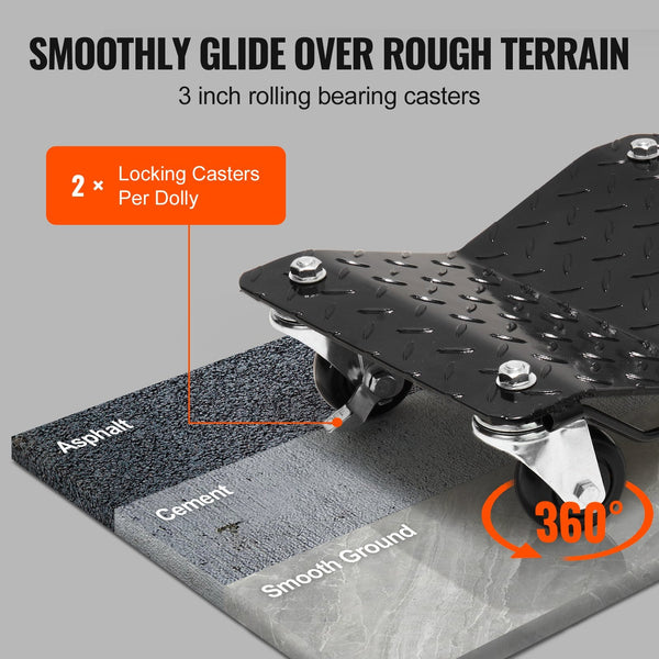 Vevor Car Dolly Wheel Tire 4 Pcs Heavy Duty Skate Auto Repair 6000Lb Workshop Dollies