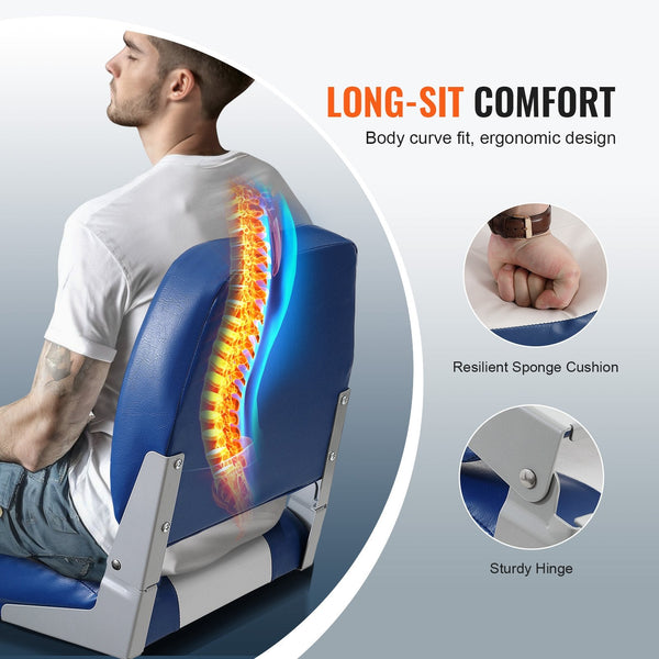 Vevor Boat Seat Low Back Fold Down Fishing Chair With Sponge Padding 2 Pack Boat Seats