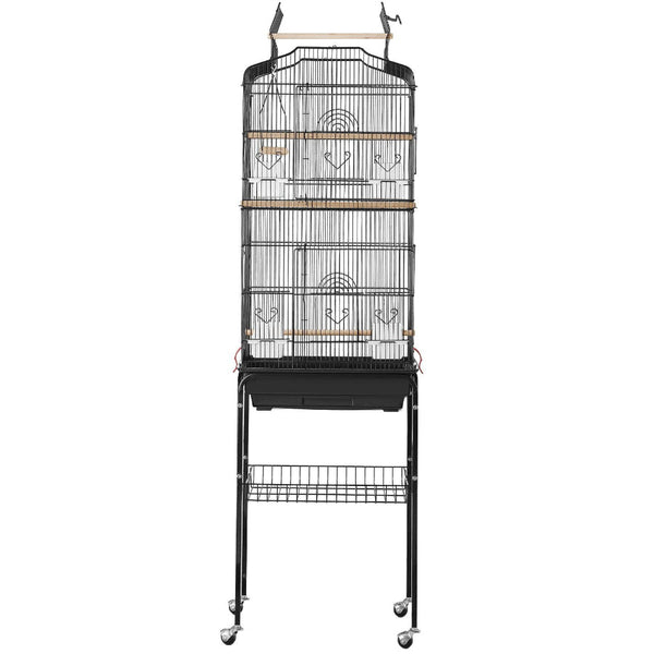 Large Bird Cage 62 In Open Top Parakeet With Rolling Stand Steel Flight Removable Tray Budgie Birdcage 4 Perches Parrot Bird Cages