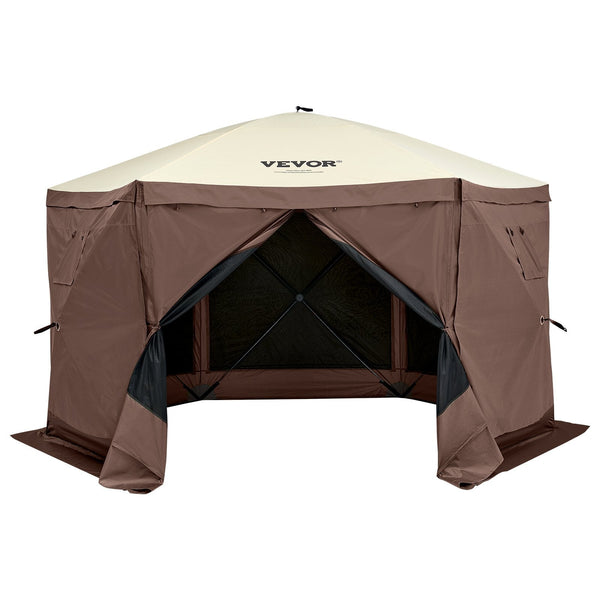 Vevor Pop Up Gazebo Tent Pop Up Screen 6 Sided Canopy Sun Shelter With Removable Privacy Wind Cloths & Mesh Windows 12.5X12.5Ft Quick Set Mosquito Net