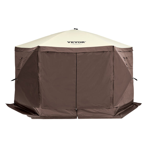 Vevor Pop Up Gazebo Tent Pop Up Screen 6 Sided Canopy Sun Shelter With Removable Privacy Wind Cloths & Mesh Windows 12.5X12.5Ft Quick Set Mosquito Net