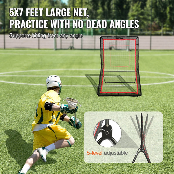 Vevor Lacrosse Rebounder For Backyard 5X7 Ft Bounce Net Pitchback Throwback Baseball Softball Return Training Screen Adjustable Angle Shooting Practic