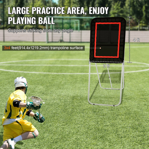 Vevor Folding Lacrosse Rebounder For Backyard 3X4 Ft Bounce Net Pitchback Throwback Baseball Softball Return Training Screen Adjustable Angle Shooting