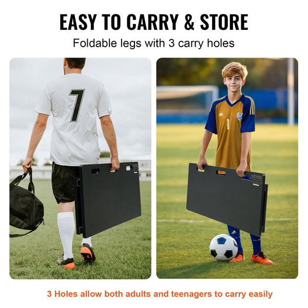 Soccer Rebounder Board 115X45 Cm Portable Wall With 2 Angles Foldable Hdpe Kickback Training Equipment For Kids And Adults Passing & Shooting Practice