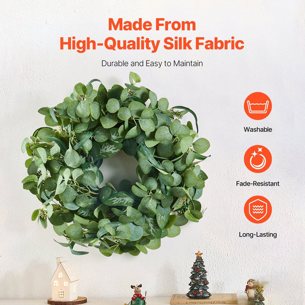 Vevor Artificial Decorative Wreath 66.04 Cm Green Eucalyptus Leaves Year Round Artificial Plants