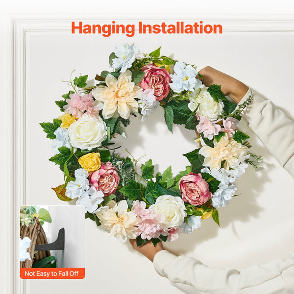 Vevor Artificial Decorative Wreath 60.96 Cm White Pink Yellow Peonies Hydrangeas Artificial Plants