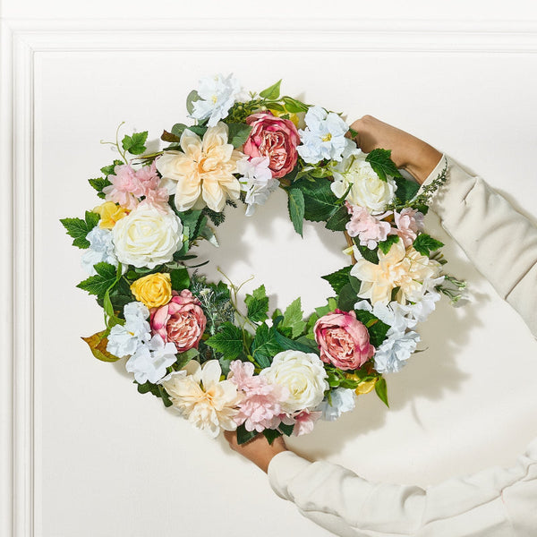 Vevor Artificial Decorative Wreath 60.96 Cm White Pink Yellow Peonies Hydrangeas Artificial Plants