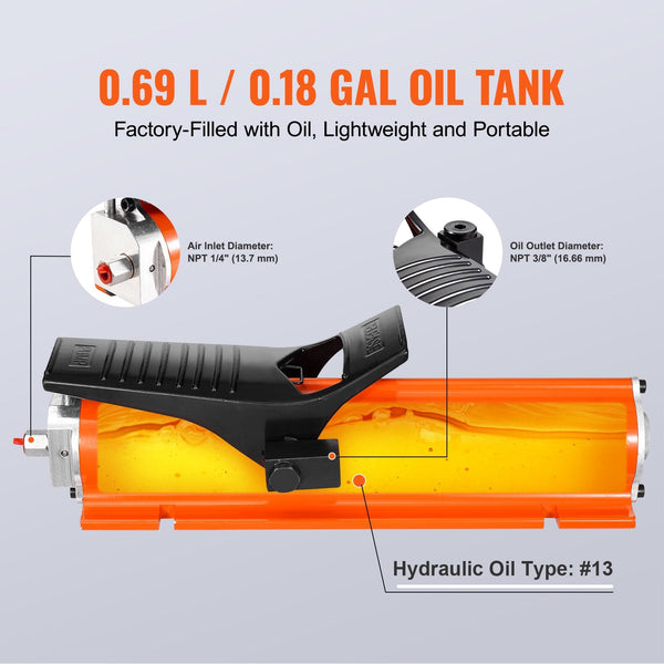 10000Psi Air Hydraulic Pump 0.18 Gal Reservoir Npt 3/8 In Oil Outlet 1/4 Inlet Metal Shell Actuated Treadle Foot For Precision Industrial Machinery An