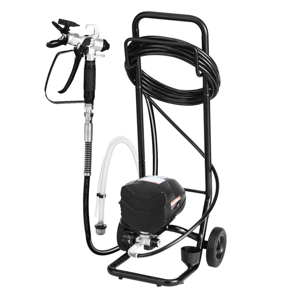 Stand Airless Paint Sprayer 650W 3000Psi High Pressure With Cart Cleaning Brush Hose Extension Rod Nozzles Electric Machine For House Exterior And Int