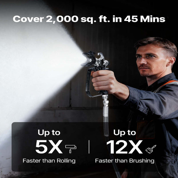 Stand Airless Paint Sprayer 650W 3000Psi High Pressure With Cart Cleaning Brush Hose Extension Rod Nozzles Electric Machine For House Exterior And Int