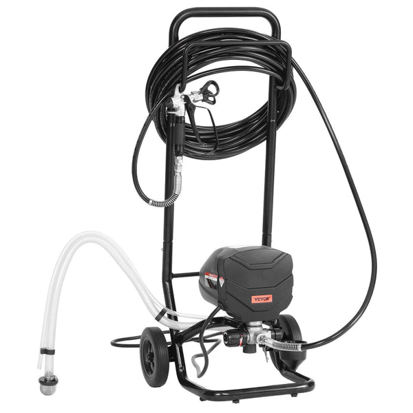 Stand Airless Paint Sprayer 650W 3000Psi High Pressure With Cart Cleaning Brush Hose Extension Rod Nozzles Electric Machine For House Exterior And Int