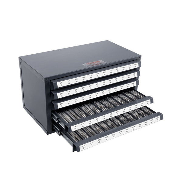 Tap Dispenser Cabinet Five Drawer Organizer For #2 56 #12 28 Steel With Labels 60 Compartment Stackable Storage Tool Boxes
