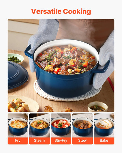 Enameled Cast Iron Dutch Oven 5.7L Pot With Lid And Dual Handles Heavy Duty Durable Cookware Pan Induction Compatible Up To 260 For Braising Stews Roa