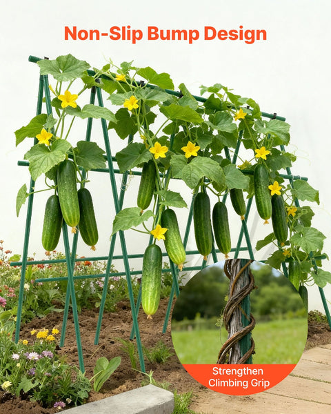 Garden Stakes 50 Pack 1455 Mm Plastic Coated Metal Tomato Sticks For Plants Support With Pointed End And Non Slip Bumps Growing Climbing Outdoor Veget