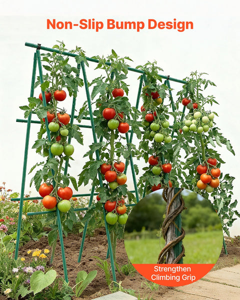 Garden Stakes 50 Pack 1800 Mm Plastic Coated Metal Tomato Sticks For Plants Support With Pointed End And Non Slip Bumps Growing Climbing Outdoor Veget