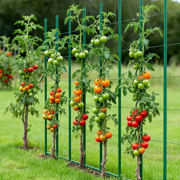 Garden Stakes 50 Pack 1800 Mm Plastic Coated Metal Tomato Sticks For Plants Support With Pointed End And Non Slip Bumps Growing Climbing Outdoor Veget