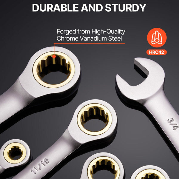 Combination Wrench Set 24 Pcs Sae 1/4" 7/8" Metric 19Mm Organizer Rack Wrench Sets