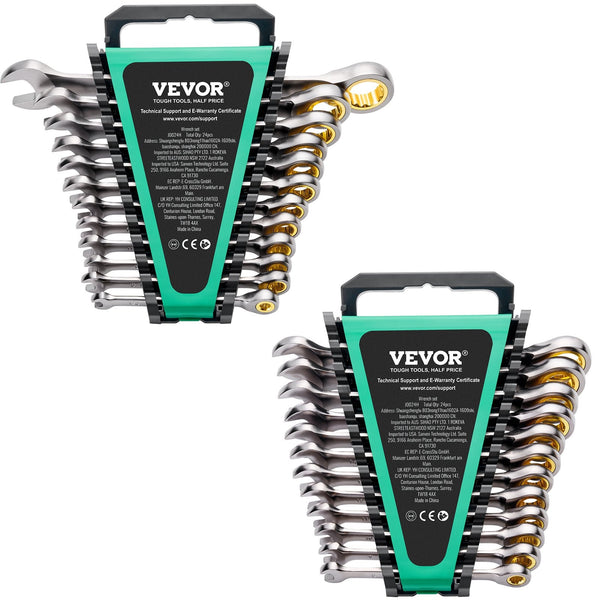 Combination Wrench Set 24 Pcs Sae 1/4" 7/8" Metric 19Mm Organizer Rack Wrench Sets