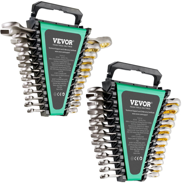 Combination Wrench Set 24 Pcs Sae 1/4" 7/8" Metric 19Mm Organizer Rack Wrench Sets
