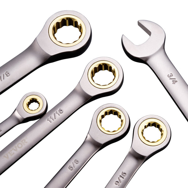 Combination Wrench Set 24 Pcs Sae 1/4" 7/8" Metric 19Mm Organizer Rack Wrench Sets