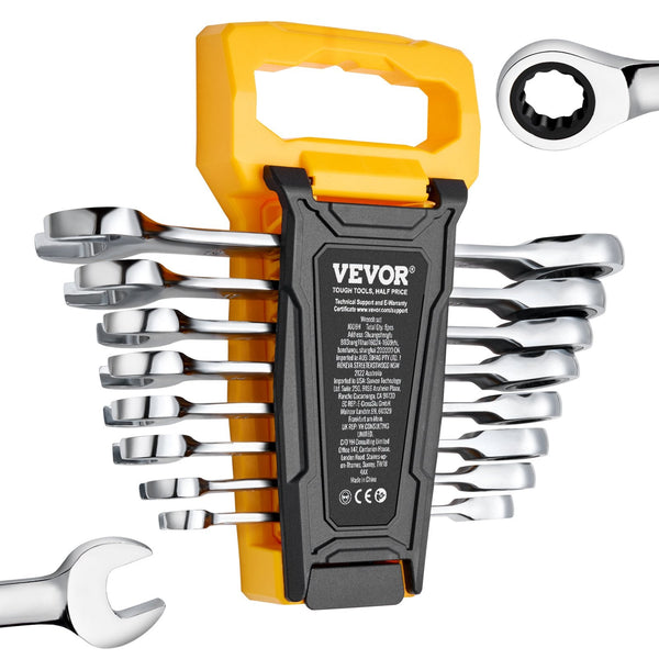 Vevor Combination Wrench Set 8 Piece Metric Mm To 19 With Organiser Rack Wrench Sets