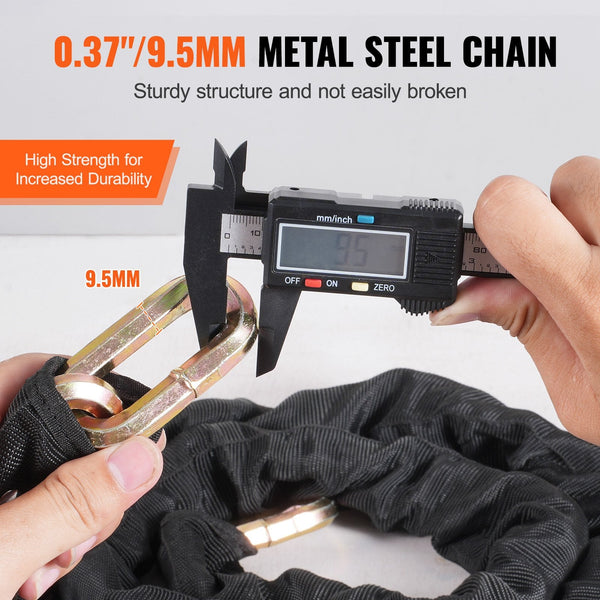 Bike Chain Lock 5.91 Ft Security Bicycle Heavy Duty Metal Steel Anti Theft High Locks Perfect For Motorcycle Scooter Door Fence Gate 9.5Mm Black Locks