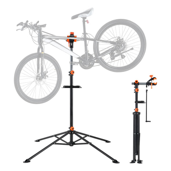 Bike Repair Stand 80 Lbs Heavy Duty Steel Bicycle Adjustable Height Maintenance Workstand With Magnetic Tool Tray Telescopic Arm Foldable For Home Sho