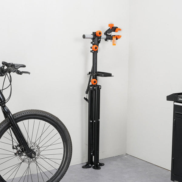 Bike Repair Stand 80 Lbs Heavy Duty Steel Bicycle Adjustable Height Maintenance Workstand With Magnetic Tool Tray Telescopic Arm Foldable For Home Sho