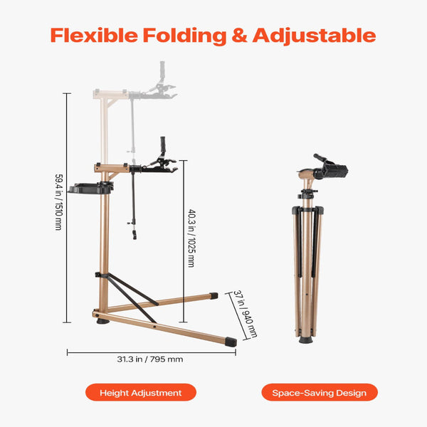 Bike Repair Stand Max. 49.9 Kg Heavy Duty Bicycle Work With 1025 1510 Mm Adjustable Height & Large Tool Tray Foldable Ebike Maintenance Rack Shop Home