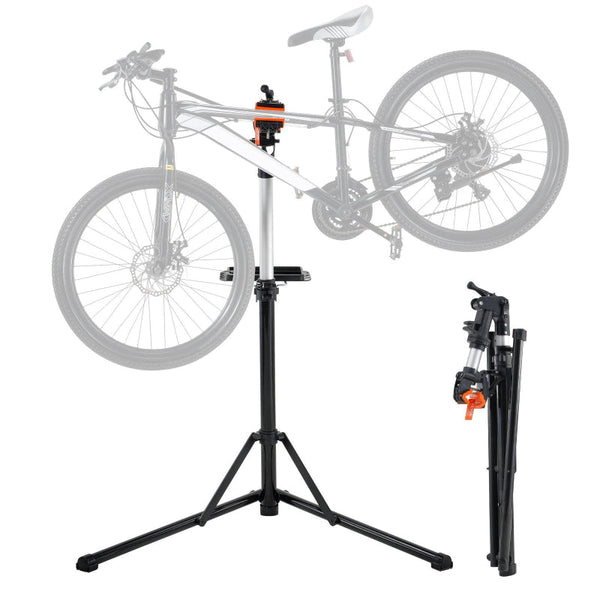 Bike Repair Stand 66 Lbs Heavy Duty Aluminum Bicycle Adjustable Height Maintenance Workstand With Magnetic Tool Tray Telescopic Arm Foldable For Home