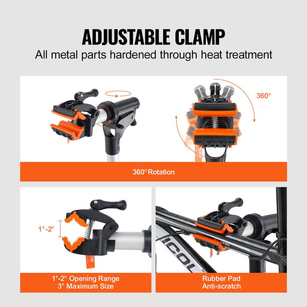 Bike Repair Stand 66 Lbs Heavy Duty Aluminum Bicycle Adjustable Height Maintenance Workstand With Magnetic Tool Tray Telescopic Arm Foldable For Home
