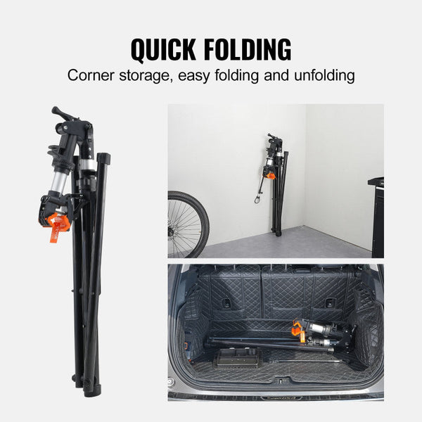 Bike Repair Stand 66 Lbs Heavy Duty Aluminum Bicycle Adjustable Height Maintenance Workstand With Magnetic Tool Tray Telescopic Arm Foldable For Home