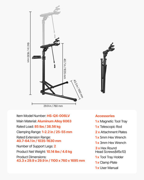 Bike Repair Stand 38.56 Kg Heavy Duty Bicycle Work With 1035 1630 Mm Adjustable Height & Magnetic Tool Tray Foldable Maintenance Rack Shop Home Mechan
