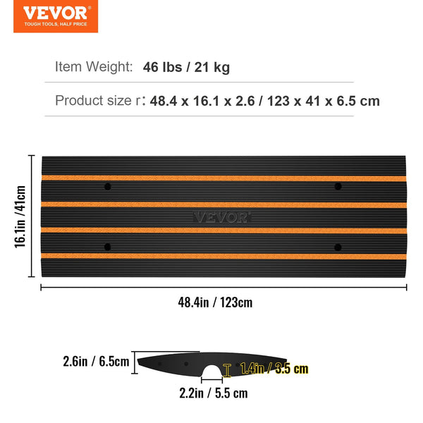 Curb Ramp 6.5 Cm Rise Rubber Heavy Duty 15 Tons Weight Capacity Threshold Curbside Bridge For Loading Dock Garage Sidewalk Expandable Full Set Drivewa
