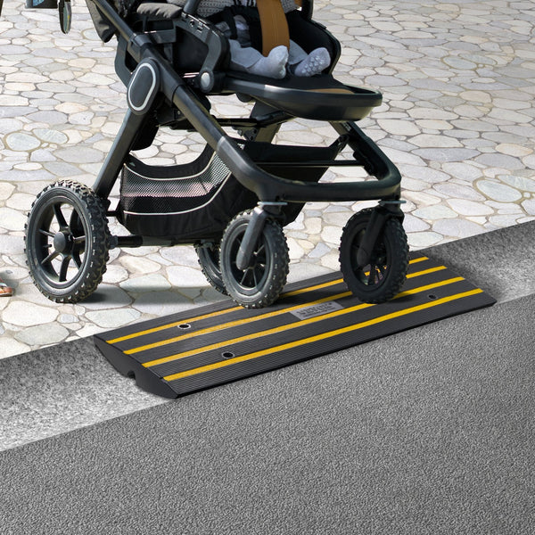 Curb Ramp 6.5 Cm Rise Rubber Heavy Duty 15 Tons Weight Capacity Threshold Curbside Bridge For Loading Dock Garage Sidewalk Expandable Full Set Drivewa