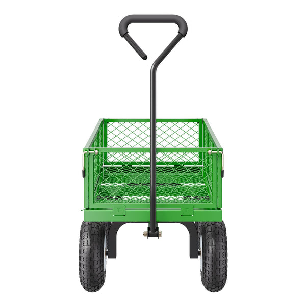 680 Lbs Steel Garden Cart On Wheels Heavy Duty Wagon Pullable Metal Outdoor Utility Yard Carts With 10Inch Tires Mesh Removable Sides And 180 Rotating