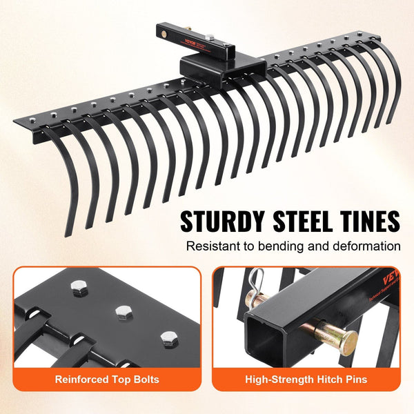 Tow Behind Landscape Rake 1.5M Dethatcher With 21 Steel Coil Tines Lawn Attaches 1.2M Or 15M Toolbars And 3 Point Suspension Systems For Leaves Pine N