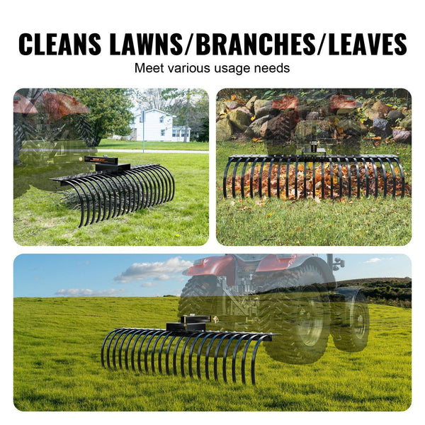 Tow Behind Landscape Rake 1.5M Dethatcher With 21 Steel Coil Tines Lawn Attaches 1.2M Or 15M Toolbars And 3 Point Suspension Systems For Leaves Pine N