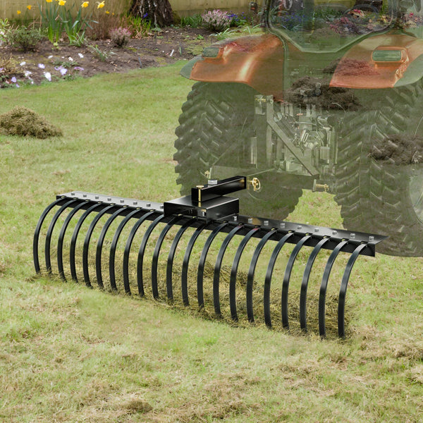 Tow Behind Landscape Rake 1.5M Dethatcher With 21 Steel Coil Tines Lawn Attaches 1.2M Or 15M Toolbars And 3 Point Suspension Systems For Leaves Pine N