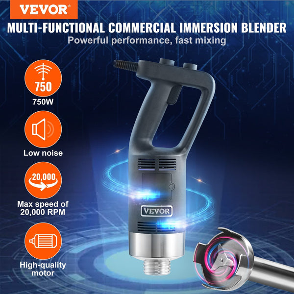Vevor Commercial Immersion Blender Heavy Duty Hand Mixer 750W Variable Speed Countertop Blenders