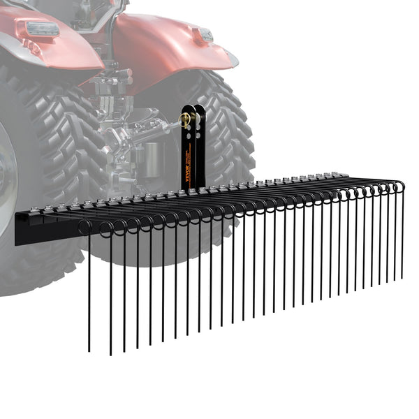Tow Behind Landscape Rake 1.8M Dethatcher With 32 Steel Tines Lawn Attaches Category Point Hitch For Tractor Leaves Pine Needles Straw And Grass Garde
