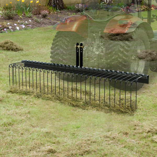 Tow Behind Landscape Rake 1.8M Dethatcher With 32 Steel Tines Lawn Attaches Category Point Hitch For Tractor Leaves Pine Needles Straw And Grass Garde