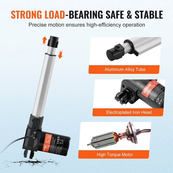 Linear Actuator 12V 8 Inch Heavy Duty 1320Lbs/6000N 0.19"/S Motion With Mounting Bracket & Ip44 Protection For Electric Door Industrial Machinery Vess