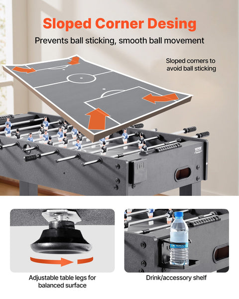 Table 121 Cm Size Indoor Full Tables For Home Family And Game Room Durable Soccer Set Includes Balls Score Keeper Cup Holders Foosball