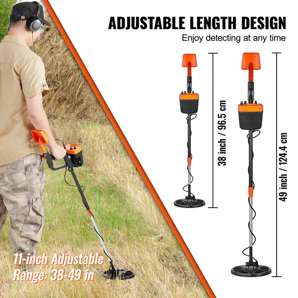 Metal Detector For Adults & Kids 8" Professional Adjustable Higher Accuracy Gold Ip68 Waterproof Coil With Lcd Display Advanced Dsp Chip Detecting Coi