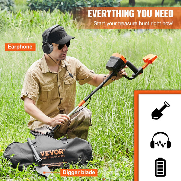 Metal Detector For Adults & Kids 8" Professional Adjustable Higher Accuracy Gold Ip68 Waterproof Coil With Lcd Display Advanced Dsp Chip Detecting Coi