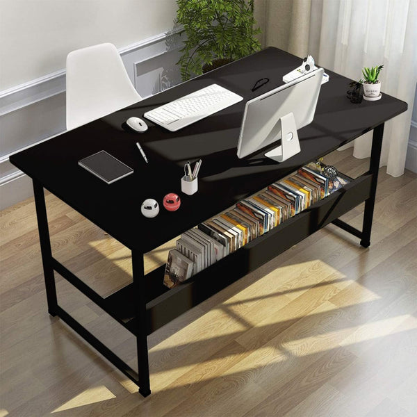 Computer Desk Table Study With Shelf Black Home Office Desks
